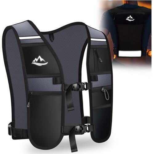 Acdsgd-Gilet Hydratation Running Femme Homme, Sac À Dos Gilet Trail Léger Et Respirant, 2l Grand Compartiment Gilet D'hydratation Reflechissant Pour Course À Pied, Randonnée, Cyclisme, Marathon