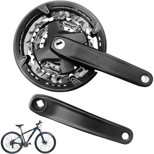 Pédalier De Vélo 7/8/9 Vitesses,170 Mm Pedalier Velo,Alliage D'aluminium Pedalier Vtt Avec Plateau 22/32/42t,Pour Vélo De Route À Vitesse Variable,Vtt,Bmx,Noir
