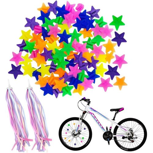 1 Paire Enfant Vélo Rubans Tassel,Vélo Guidon Streamers,Guidon Glands Décoration Pour Enfants,Avec 36pcs Clips Colorés Pour Rayons De Vélo,Décorations De Perles À Rayons De Vélo Colorés