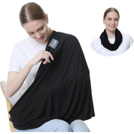 Baby Breastfeeding Scarf Wide Cover Nursing Scarf For Breastfeeding In Private (Black)