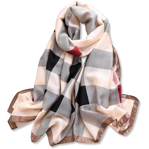 Sept-Foulards En Soie Écharpe À Carreaux Classiques Bow Plaid Foulards Couleur Etoles Châle De Plage Toute La Saison Pour Mariage Ou Quotidien