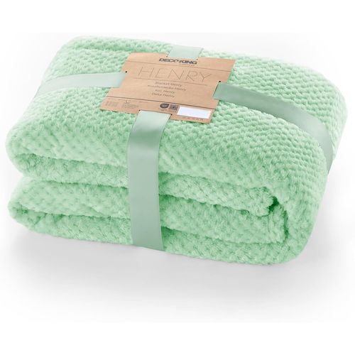 KALANKA-Couverture Polaire 70 x 150 cm Plaid Doux en Microfibre pour Lits Canapés Chaises et Divans Style Scandinave Chaude Légère et pour Toutes Les Saisons Menthe Henry