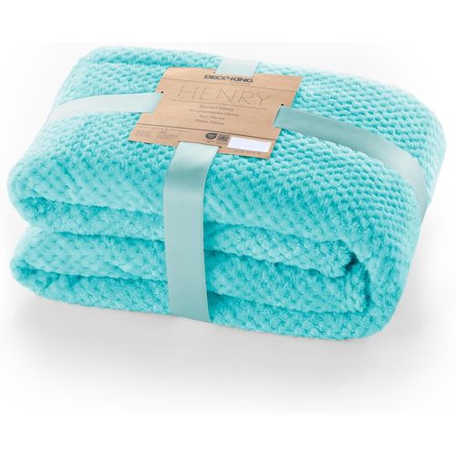 KALANKA-Couverture Polaire 70 x 150 cm Plaid Doux en Microfibre pour Lits Canapés Chaises et Divans Style Scandinave Chaude Légère et pour Toutes Les Saisons Turquoise Henry