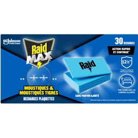 KALANKA-Max Recharges Diffuseur Electrique Plaquettes - Anti-Moustiques et Moustiques Tigres - Protection Efficace - Sans Parfum - 30 Recharges