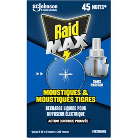 Max Recharge Diffuseur Electrique Liquide - Moustiques et Moustiques Tigres 45 Nuits - Sans Parfum - 1 Recharge