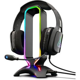 KALANKA-K-Stand Radon Support pour Casque/Micro-Casque Gaming - Rétro-éclairage RGB, Hub USB 2 x 2.0, Base antidérapante - Support Universel pour Casques Gamer PC PS5 Xbox Nintendo Switch ¿ New