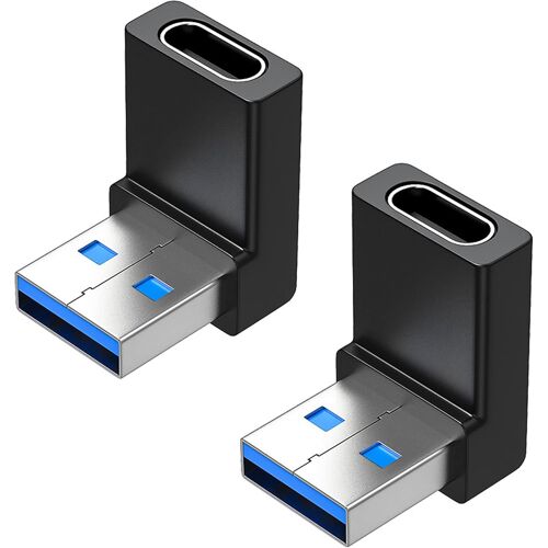 90 Degrés Usb A Mâle Vers Usb C Femelle Adaptateur, Angle Descendant Usb3,0 Vers Type C Câble Connecteur Support Côtés Unidirectionnels 5gbps Et Transfert De Données-2pcs (Up Angle)