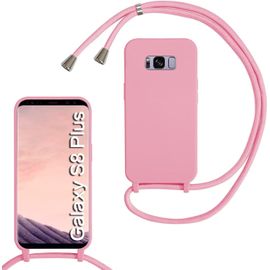 Kal-Coque Compatible Avec Samsung Galaxy S8 Plus, Collier Pour Étui Colliers De Cellulaire Mince Antichoc Réglable Lanyard Case Pu Bumper Pour Samsung Galaxy S8 Plus, Rose