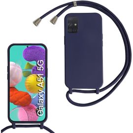 Kal-Coque Compatible Avec Samsung Galaxy A51 5g, Collier Pour Étui Colliers De Cellulaire Mince Antichoc Réglable Lanyard Case Pu Bumper Pour Samsung Galaxy A51 5g, Bleu Marine