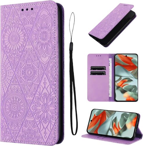 KAL-Étui Pour Google Pixel 9 Pro Xl 6.73 Pouces Cuir Artificiel Coque Google Pixel 9 Pro Xl Avec Fente Pour Carte Coque Pixel 9 Pro Xl Béquille Housse Violet