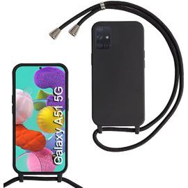 Kal-Coque Compatible Avec Samsung Galaxy A51 5g, Collier Pour Étui Colliers De Cellulaire Mince Antichoc Réglable Lanyard Case Pu Bumper Pour Samsung Galaxy A51 5g, Noir
