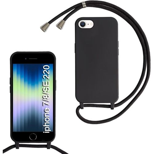 KAL-Coque Compatible Avec Iphone 6/7/8/Iphone Se 2020/Se 2022, Collier Pour Étui Colliers De Cellulaire Mince Antichoc Réglable Lanyard Case Pu Bumper Pour Iphone 6/7/8/Iphone Se 2020/Se 2022, Noir