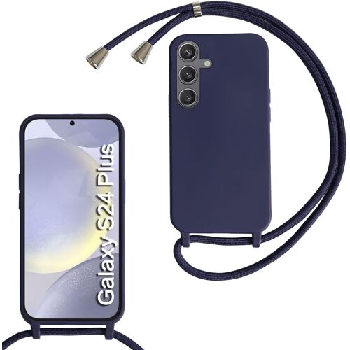 KAL-Coque Compatible Avec Samsung Galaxy S24 Plus, Collier Pour Étui Colliers De Cellulaire Mince Antichoc Réglable Lanyard Case Pu Bumper Pour Samsung Galaxy S24 Plus, Bleu Marine
