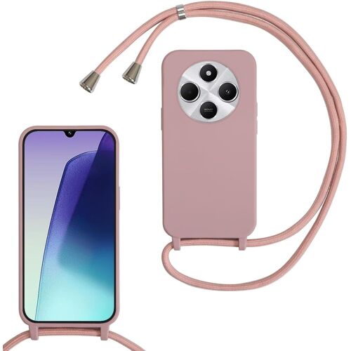 KAL-Coque Compatible Avec Xiaomi Redmi 14C, Collier Pour Étui Colliers De Cellulaire Mince Antichoc Réglable Lanyard Case Pu Bumper Pour Xiaomi Redmi 14C, Sable Rose