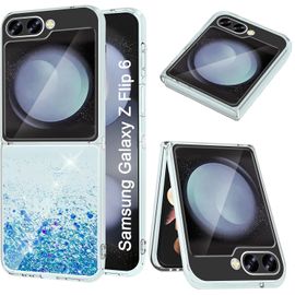 KAL-Coque Glitter Pour Samsung Galaxy Z Flip 6, Housse Tpu Transparente Antichoc, Protection Élégante Et Tendance,Coque Avec Paillettes Diamants Flottants Pour Samsung Galaxy Z Flip 6