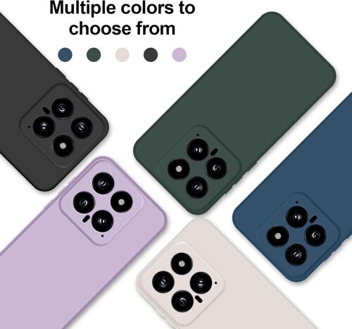 Coque pour Xiaomi 14 Case en Silicone, Etui de Protection Antichoc Etui Housse Silicone Ultra-Mince avec Couche Intérieure en Fibre et Protection pour Caméra, Vert