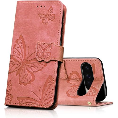 Tianyi-Coque Pour Google Pixel 9 Pro Xl 6.8"", Housse En Cuir Pu Etui À Rabat,Magnétique Pochette Portefeuille Étui De Protection Pour Google Pixel 9 Pro Xl, Rosa