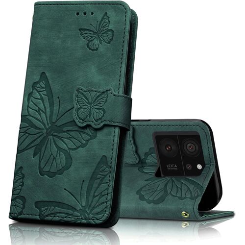 KAL-Coque Pour Xiaomi 13T / Xiaomi 13T Pro, Housse En Cuir Pu Etui À Rabat,Magnétique Pochette Portefeuille Étui De Protection Pour Xiaomi 13T Pro, Verde