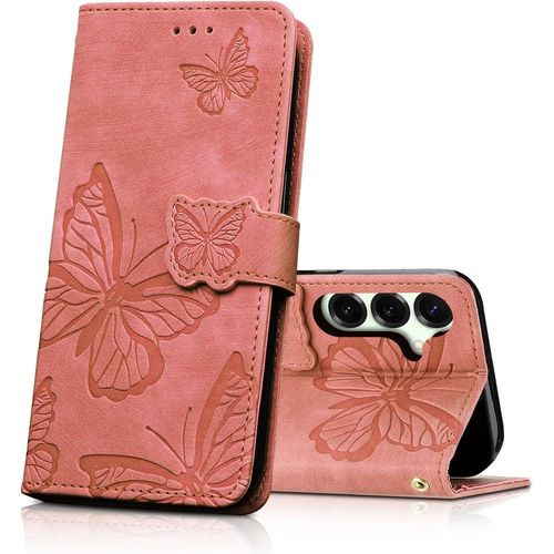 KAL-Coque Pour Samsung Galaxy S25+/S25 Plus, Housse En Cuir Pu Etui À Rabat,Magnétique Pochette Portefeuille Étui De Protection Pour Samsung Galaxy S25+/S25 Plus, Rosa