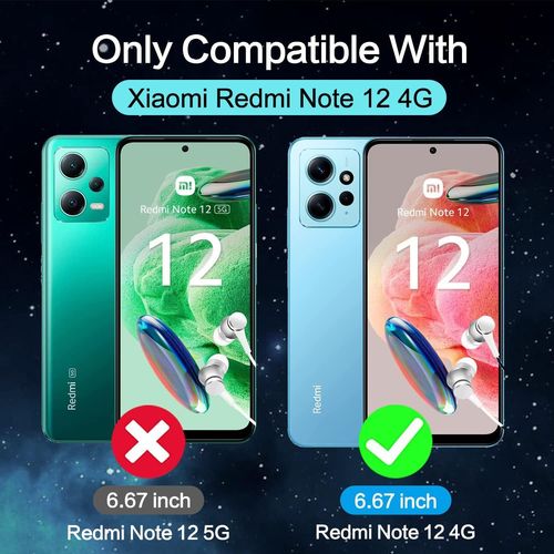 Coque Xiaomi Redmi Note 12 4g, Avec 3 Verre Trempé Protection Écran, Couche Intérieure Douce, Mince Souple Silicone Étui Protection Antichoc Bumper Housse Tpu Téléphone Case Cover, Noir