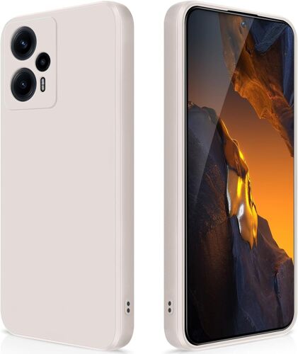 KAL-Coque Pour Xiaomi Poco F5 5G/Redmi Note 12 Turbo Case En Silicone, Etui De Protection Antichoc Etui Housse Silicone Ultra-Mince Avec Couche Intérieure En Fibre Et Protection Pour Caméra, Blanc
