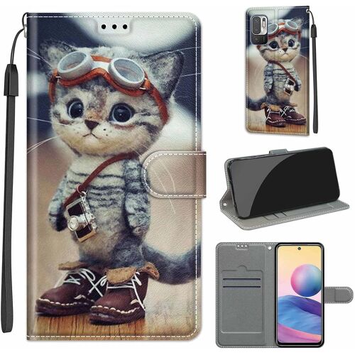 KAL-Coque Pour Xiaomi Redmi Note 10 5G / Xiaomi Poco M3 Pro 5G, Premium Pu Etui Housse Fonction Stand Porte Carte Flip Compatible Pour Xiaomi Redmi Note 10 5G