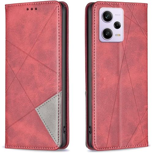 Coque Pour Xiaomi Redmi Note 12 Pro 5g/Poco X5 Pro, Housse Portefeuille En Cuir Etui De Protection Avec Slim Tpu Silicone Bumper Flip Case, Porte Cartes Avec Fonction Support Cover (Rouge)