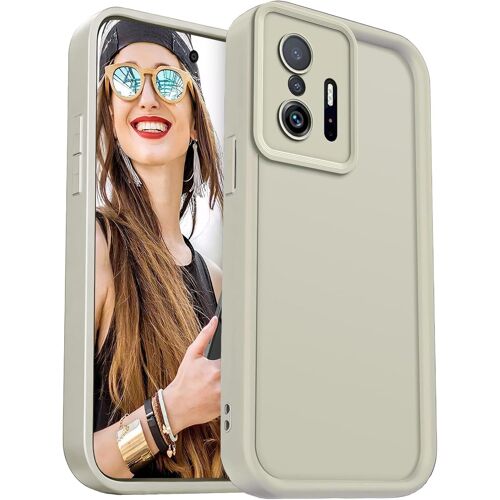 KAL-Coque Pour Xiaomi 11T 5G / Xiaomi 11T Pro 5G Étui - Silicone Housse Antichoc Protection Caméra Case Portable Souple Tpu Cover Bumper, Blanc
