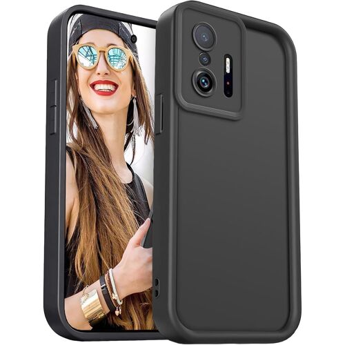 KAL-Coque Pour Xiaomi 11T 5G / Xiaomi 11T Pro 5G Étui - Silicone Housse Antichoc Protection Caméra Case Portable Souple Tpu Cover Bumper, Noir