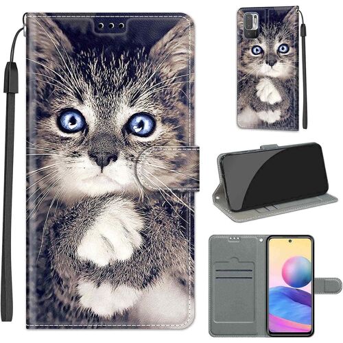 KAL-Coque Pour Xiaomi Redmi Note 10 5G / Xiaomi Poco M3 Pro 5G, Premium Pu Etui Housse Fonction Stand Porte Carte Flip Compatible Pour Xiaomi Redmi Note 10 5G