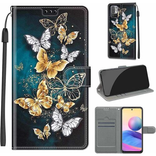 KAL-Coque Pour Xiaomi Redmi Note 10 5G / Xiaomi Poco M3 Pro 5G, Premium Pu Etui Housse Fonction Stand Porte Carte Flip Compatible Pour Xiaomi Redmi Note 10 5G