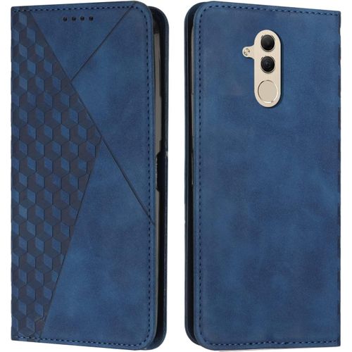 Coque Pour Huawei Mate 20 Lite, Premium Flip Housse Étui Protection Rabat Clapet Portefeuille Phone Cover Magnétique [Porte Cartes] Antichoc Béquille Cover (Bleu)