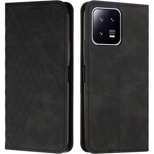 KAL-Coque Pour Xiaomi 13, Premium Flip Housse Étui Protection Rabat Clapet Portefeuille Phone Cover Magnétique [Porte Cartes] Antichoc Béquille Cover (Noir)