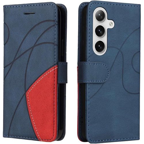 Kal-Housse Pour Telephone Samsung Galaxy A56 Etui, Pu/Tpu Rétro Retourner Cuir Coque Magnétique Anti Chute Portefeuille Protection Case Cover, Bleu