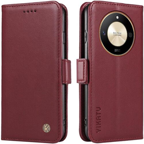 KAL-Coque Pour Honor Magic6 Lite 5G/Honor X9B Etui, Simple Retourner Cuir Magnétique Anti Chute Portefeuille Protection Housse, Winered