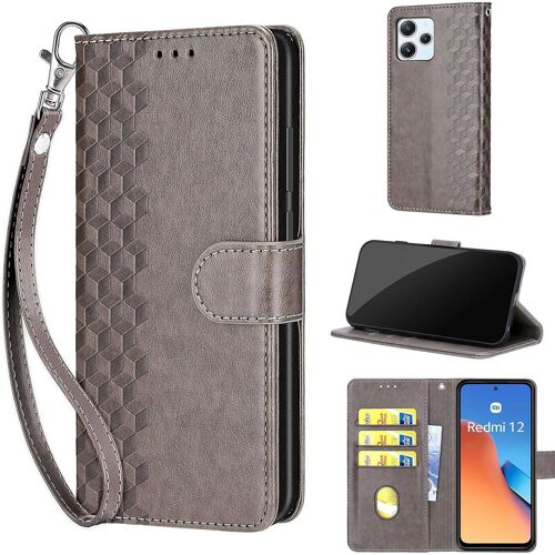 KAL-Coque Pour Xiaomi Redmi 12 4G / 12 5G Étui, Avec [Fentes Pour Cartes] [Magnétique] Premium En Cuir Portefeuille Etui Housse Pour Xiaomi Redmi Note 12R / Xiaomi Poco M6 Pro 5G Grey