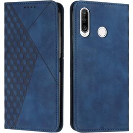 Coque Pour Huawei P30 Lite, Premium Flip Housse Étui Protection Rabat Clapet Portefeuille Phone Cover Magnétique [Porte Cartes] Antichoc Béquille Cover (Bleu)