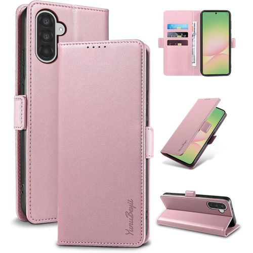 Kal-Coque Pour Samsung Galaxy A56 - [Blocage Rfid] Housse Étuis De Protection Pu Luxe [Magnétique] [Fente Carte] [Stand] Portefeuille Flip Case,[Poudre]