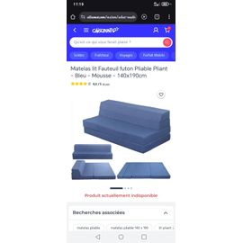Chauffeuse Canapé Lit Futon Neuve Couleur Bleu 140x190 Cm