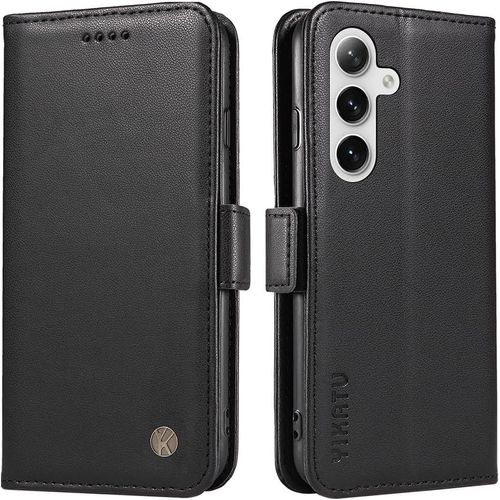Kal-Coque Pour Samsung Galaxy A56 Etui, Simple Retourner Cuir Magnétique Anti Chute Portefeuille Protection Housse, Noir