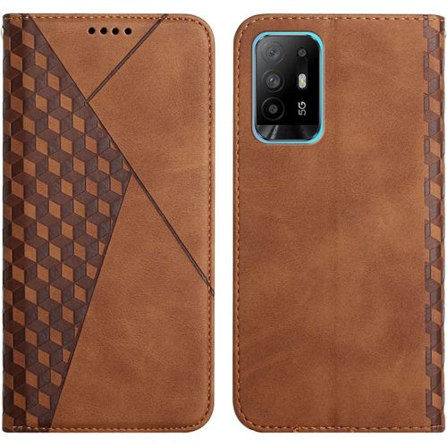 Kal-Coque Pour Oppo A94 5g / F19 Pro Plus, Premium Flip Housse Étui Protection Rabat Clapet Portefeuille Phone Cover Magnétique [Porte Cartes] Antichoc Béquille Cover (Marron)