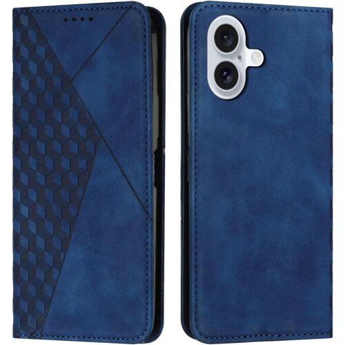 KAL-Compatible Avec Iphone 16 Plus(6.7 Pouces) Étui Portefeuille, Fentes Pour Cartes À Rabat En Cuir Synthétique Pu, Béquille À Fermeture Magnétique, Étuis Antichocs (Bleu)