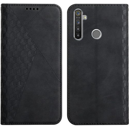 KALANKA-Coque pour Oppo Realme 5 / 6i, Premium Flip Housse Étui Protection Rabat Clapet Portefeuille Phone Cover Magnétique [Porte Cartes] Antichoc Béquille Cover (Noir)