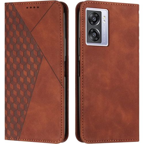 Compatible Avec Oppo A57 5g 2022 Étui Portefeuille, Fentes Pour Cartes À Rabat En Cuir Synthétique Pu, Béquille À Fermeture Magnétique, Étuis Antichocs (Marron)