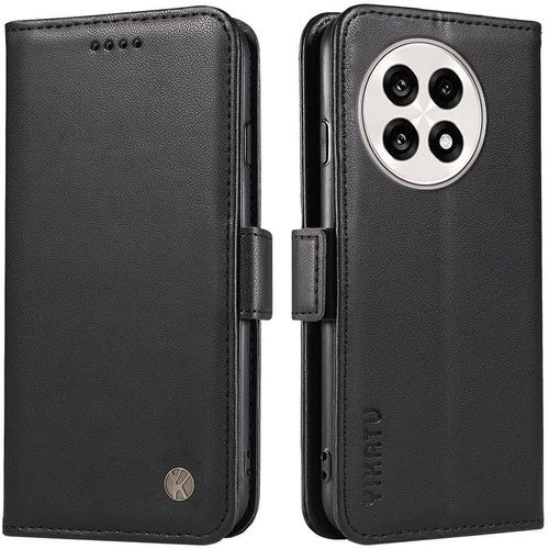 KAL-Coque Pour Oneplus 13R Etui, Simple Retourner Cuir Magnétique Anti Chute Portefeuille Protection Housse, Noir