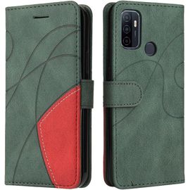 KAL-Housse Pour Telephone Oppo A53S/Oppo A53 2020 Etui, Pu/Tpu Rétro Retourner Cuir Coque Magnétique Anti Chute Portefeuille Protection Case Cover, Vert