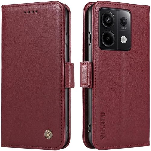 Kal-Coque Pour Xiaomi Redmi Note 13 Pro 5g/Poco X6 5g Etui, Simple Retourner Cuir Magnétique Anti Chute Portefeuille Protection Housse, Winered