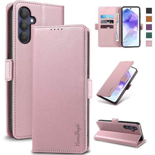 Eryi-Coque Pour Samsung Galaxy A55 - [Blocage Rfid] Housse Étuis De Protection Pu Luxe [Magnétique] [Fente Carte] [Stand] Portefeuille Flip Case,[Poudre]