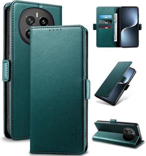 Case For Honor Magic 7 \ [Rfid Blocking] Luxury Pu Protective Case [Magnetic] [Card Slot] [Stand] Wallet Flip Case, [Green]