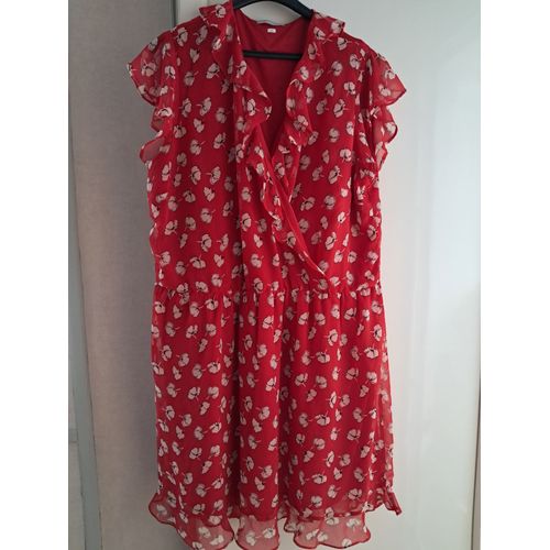 Robe Neuve Taille 48 Rouge Et Blanc Floral Blanche Porte
